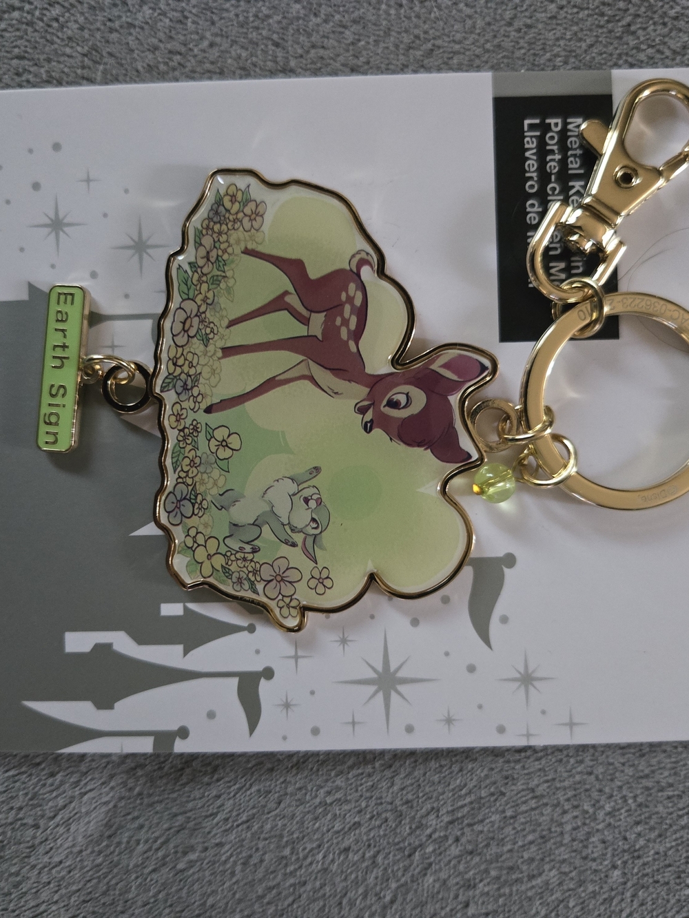 Disney Bambi Green and Pink Acrylic Keychain with Gold Hardware
